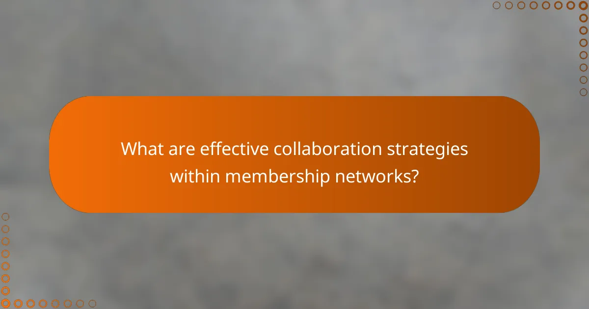 What are effective collaboration strategies within membership networks?